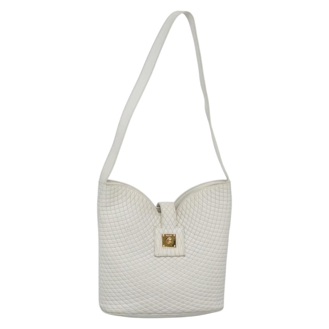 BALLY White Gold Leather Quilted Shoulder Bag Made in Italy BA5391 (1 of 18)