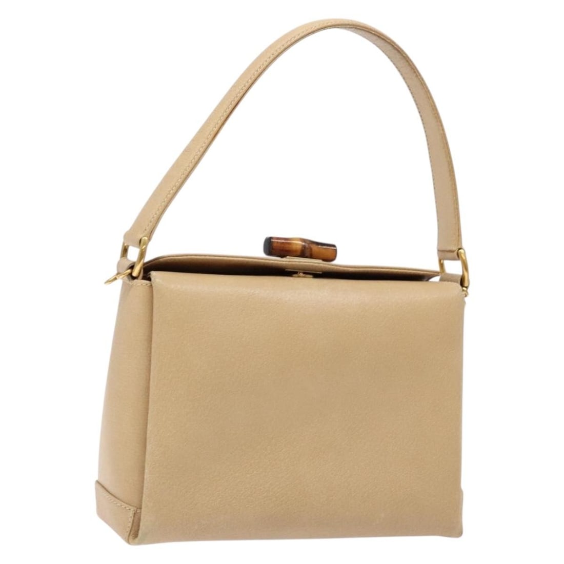 GUCCI Bamboo Leather Hand Bag Beige Gold Made in Italy (1 of 18)