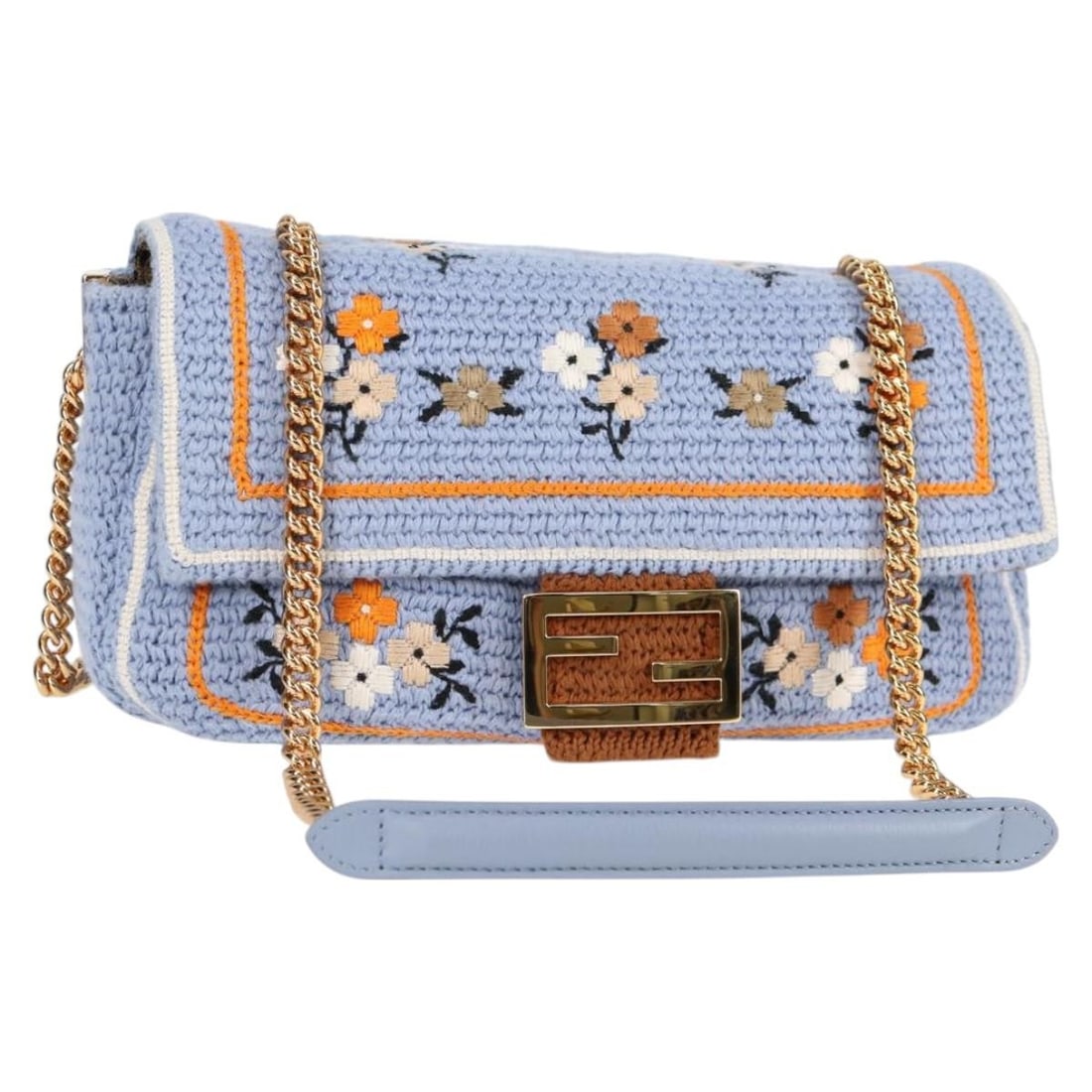 FENDI Purple Gold Chain Mamma Baguette Shoulder Bag Cotton Auth 125472SM: FENDI Purple Gold Chain Mamma Baguette Shoulder Bag Cotton Auth 125472SM This FENDI Chain Mamma Baguette Shoulder Bag combines luxurious style with practical functionality. Crafted from high-quality c