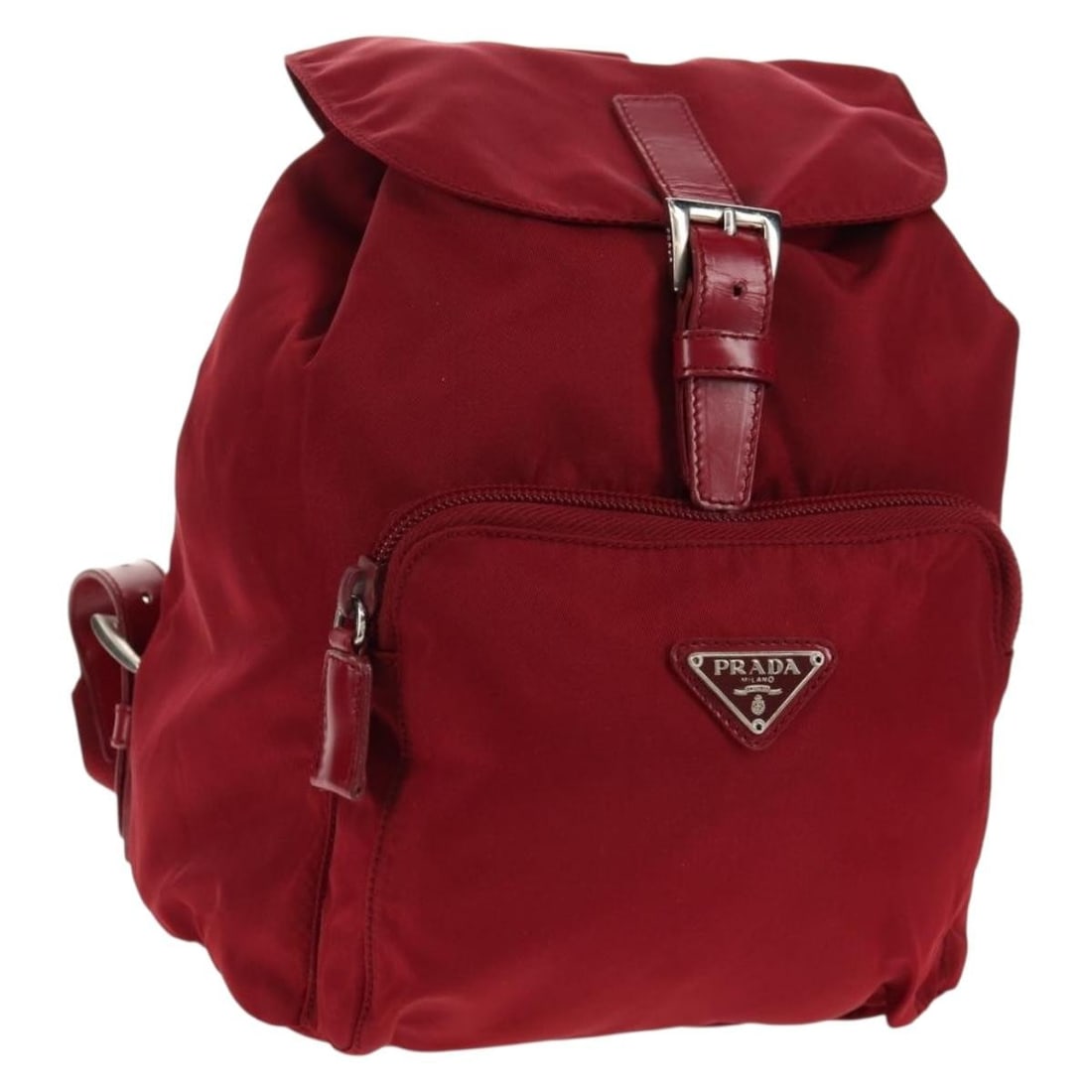 PRADA Red Silver Nylon Backpack Auth BA8871 Italy (1 of 18)