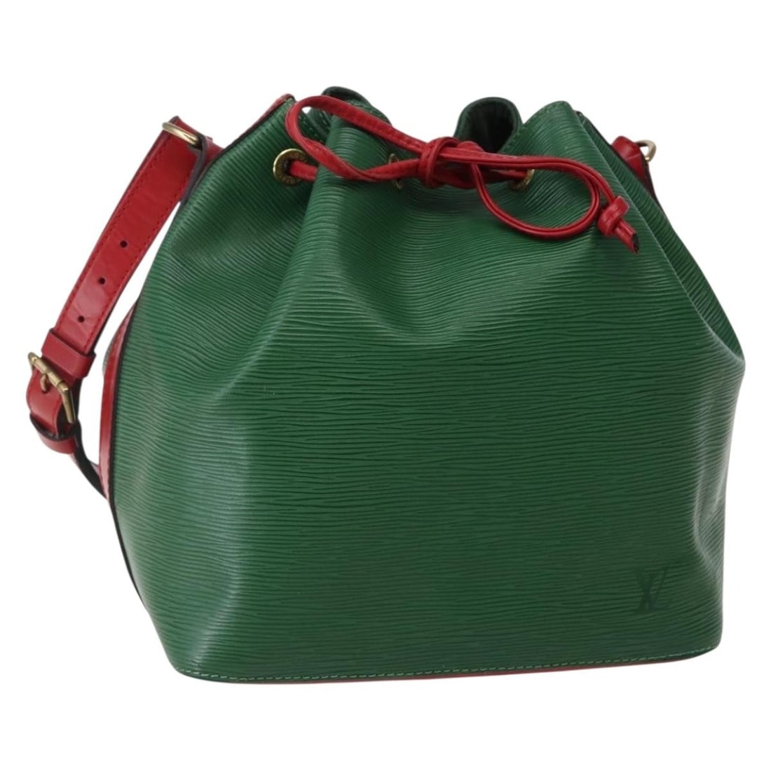 LOUIS VUITTON Epi Petit Noe Bicolor Shoulder Bag Green Red M44147 Auth: LOUIS VUITTON Epi Petit Noe Bicolor Shoulder Bag Green Red M44147 Auth This stylish Louis Vuitton Epi Petit Noe Shoulder Bag features a striking bicolor design in green and red, crafted from durable E