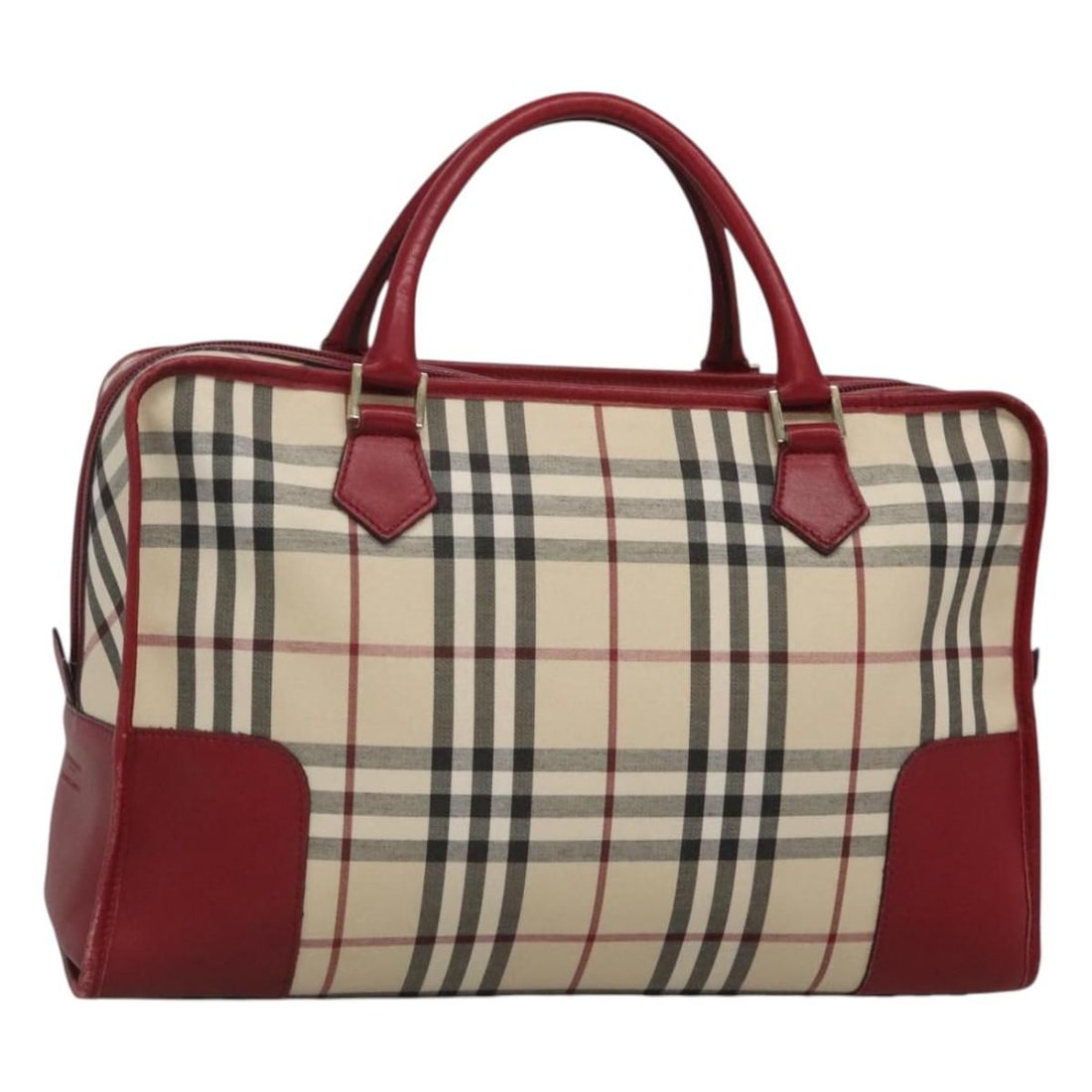 Burberry Nova Check Hand Bag Canvas Beige Gold Authentic Japan (1 of 18)