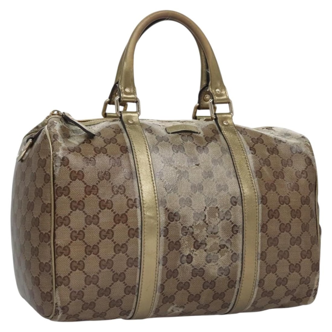 GUCCI GG Crystal Hand Bag Coated Canvas Brown Gold 193603 Italy Auth: GUCCI GG Crystal Hand Bag Coated Canvas Brown Gold 193603 Italy Auth This authentic GUCCI GG Crystal Hand Bag showcases a sophisticated design crafted from high-quality coated canvas in a stylish brow