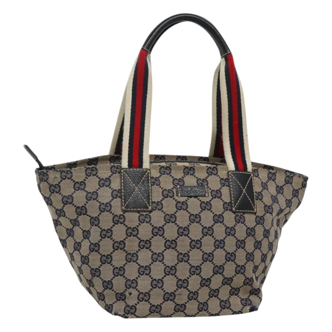 Navy Red GG Canvas Gucci Sherry Line Tote Bag Model 131228 Italy: Navy Red GG Canvas Gucci Sherry Line Tote Bag Model 131228 Italy This is a Gucci GG Canvas Sherry Line tote bag in navy and red, featuring the signature GG canvas exterior. The bag has a structured sh