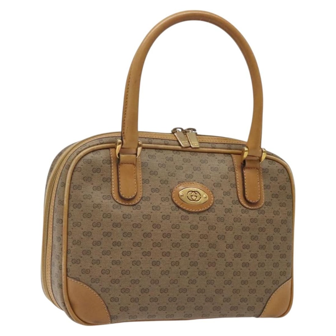GUCCI Micro GG Supreme Hand Bag Beige Gold PVC Italy Auth BA2146: GUCCI Micro GG Supreme Hand Bag Beige Gold PVC Italy Auth BA2146 This authentic GUCCI Micro GG Supreme Hand Bag showcases a chic combination of beige and gold tones crafted from durable PVC leather. T