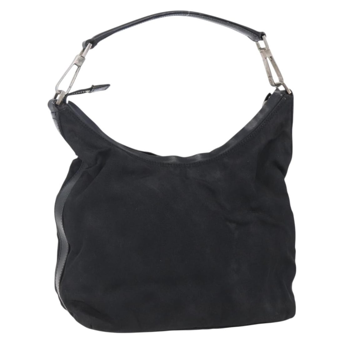 GUCCI 000 0602 Black Silver Nylon Shoulder Bag Authentic: GUCCI 000 0602 Black Silver Nylon Shoulder Bag Authentic This authentic GUCCI shoulder bag combines stylish design with practical functionality. Crafted in Italy from durable nylon, it features a slee