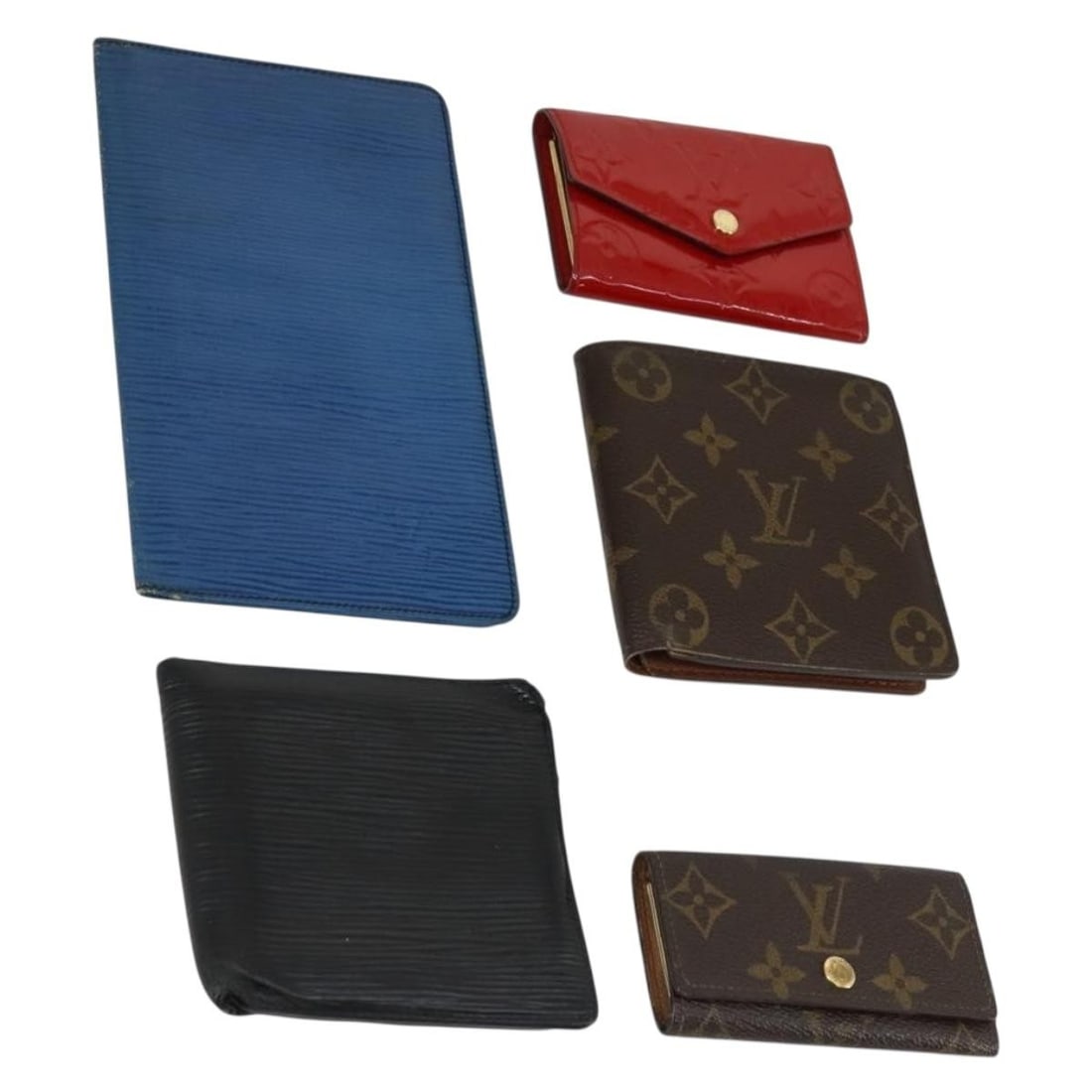 LOUIS VUITTON Epi 5 Piece Wallet Set Blue Brown Black Auth (1 of 18)