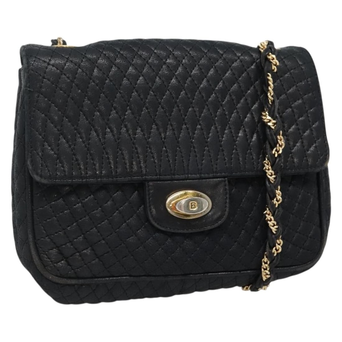 BALLY Black Gold Leather Chain Shoulder Bag Made in Italy: BALLY Black Gold Leather Chain Shoulder Bag Made in Italy This BALLY shoulder bag is a sophisticated accessory crafted from luxurious leather in a striking black and gold color combination. Designed f