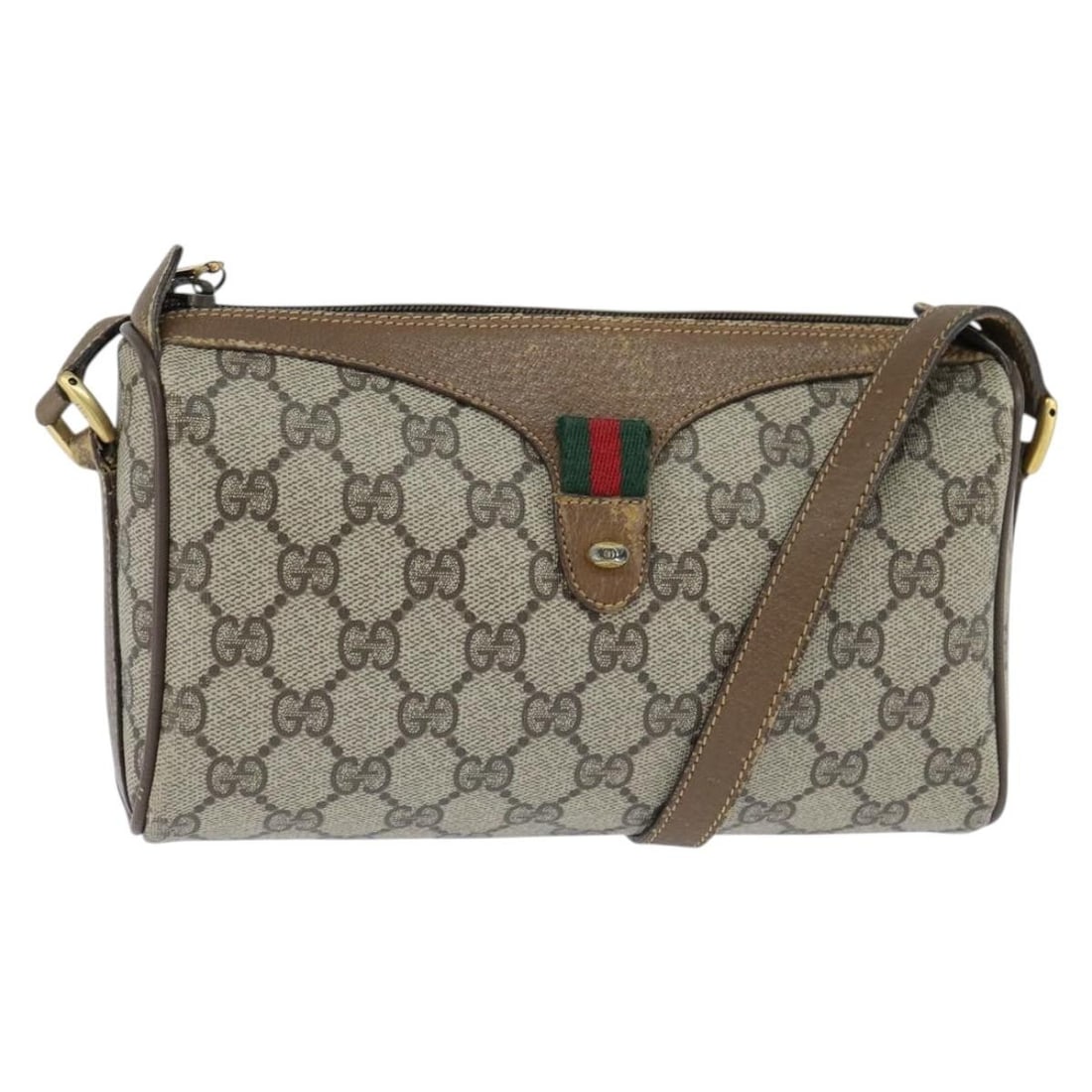 GUCCI GG Supreme PVC Sherry Line Shoulder Bag Beige Gold 89 02 018 Auth: GUCCI GG Supreme PVC Sherry Line Shoulder Bag Beige Gold 89 02 018 Auth Introducing the GUCCI GG Supreme Web Sherry Line Bag, a stylish shoulder bag crafted from durable PVC leather with a luxurious G