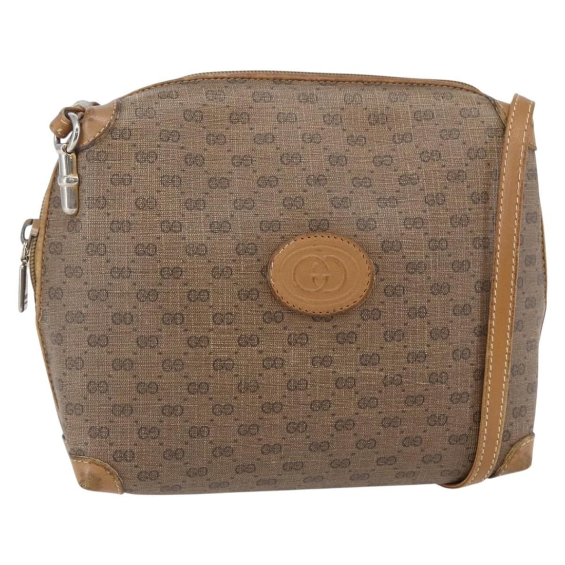 GUCCI Micro GG Supreme Shoulder Bag PVC Brown Gold 007 104 4916 Authentic: GUCCI Micro GG Supreme Shoulder Bag PVC Brown Gold 007 104 4916 Authentic This GUCCI Micro GG Supreme Shoulder Bag showcases a stylish blend of PVC leather and micro small GG canvas, exuding luxury in