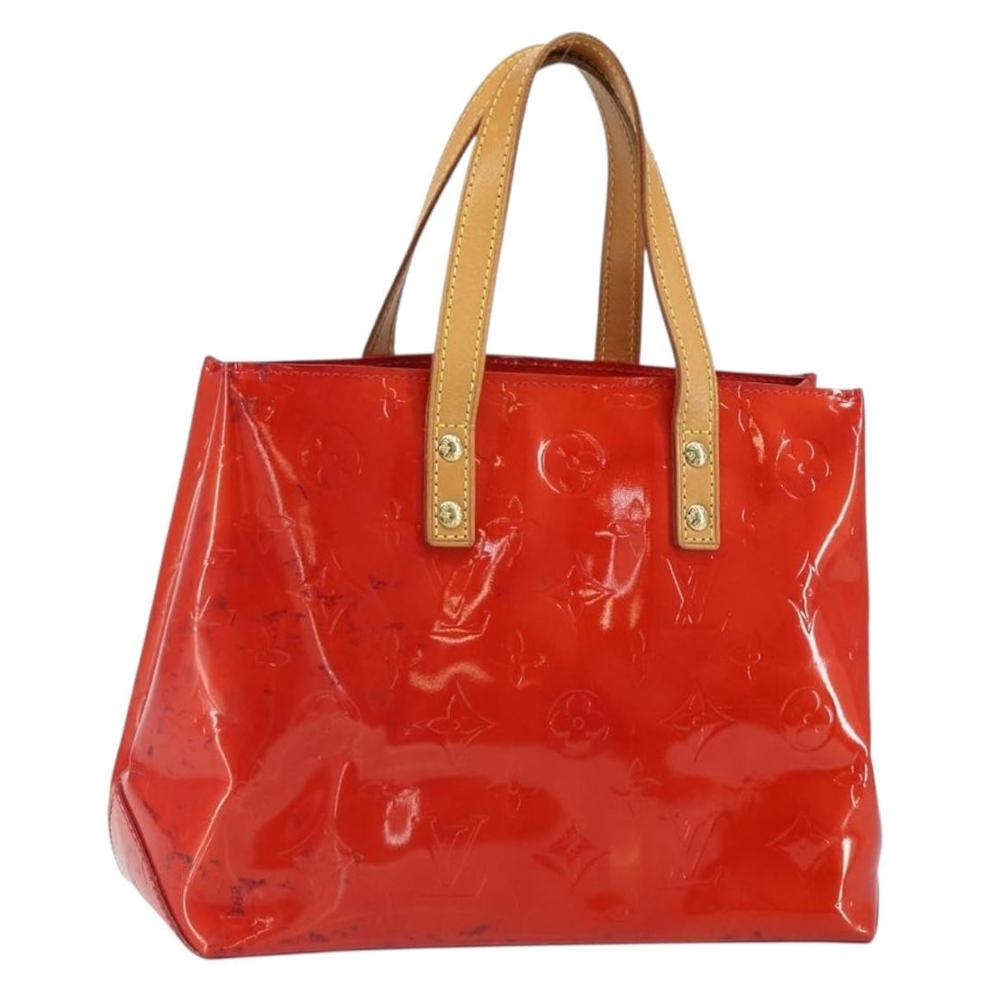 Red Louis Vuitton Reade PM Monogram Vernis Patent Leather Handbag M91088 (1 of 18)