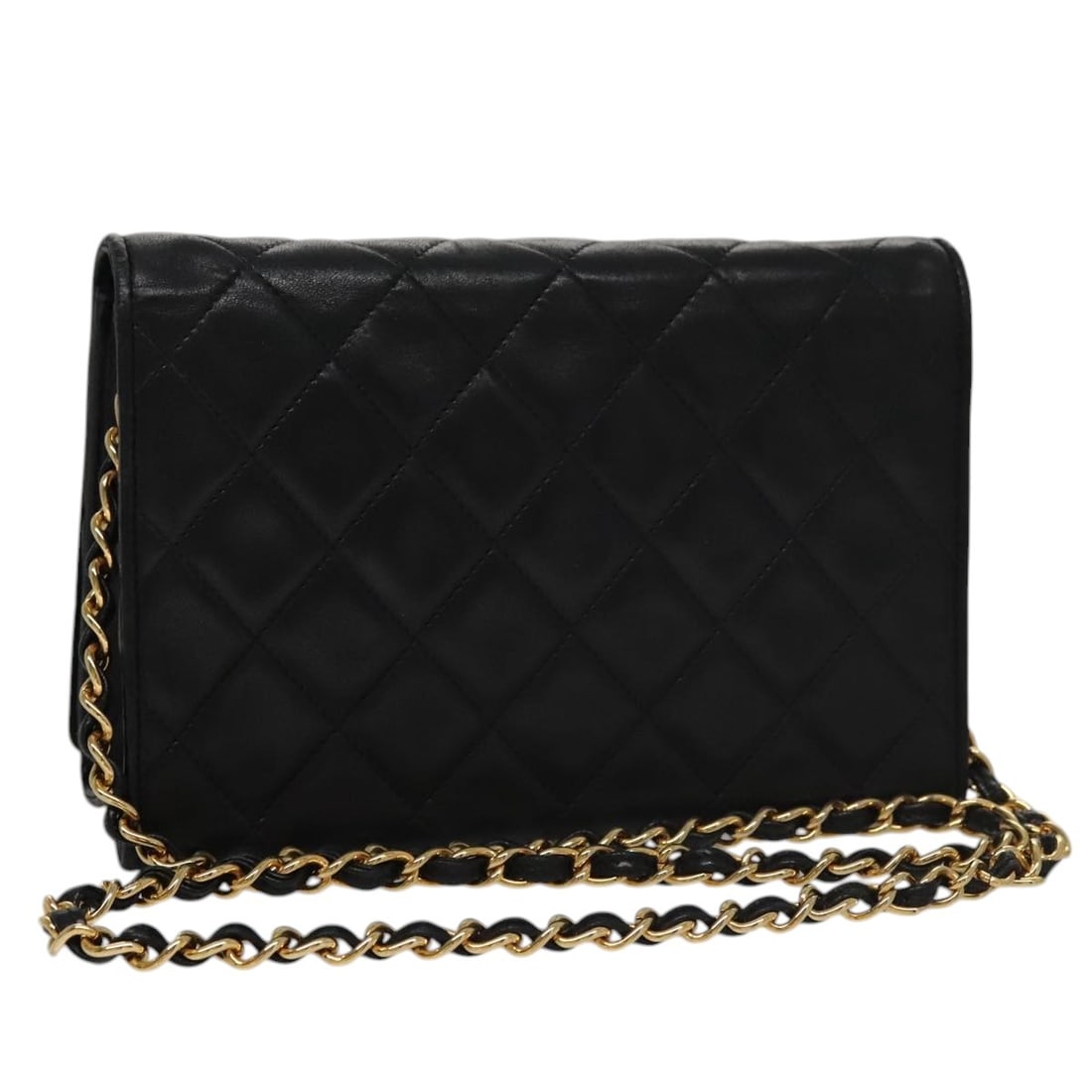 CHANEL Gold Black Lambskin Chain Matelasse Shoulder Bag Italy: CHANEL Gold Black Lambskin Chain Matelasse Shoulder Bag Italy This authentic CHANEL Chain Matelasse Shoulder Bag is crafted from luxurious lambskin in a striking gold and black color combination. The