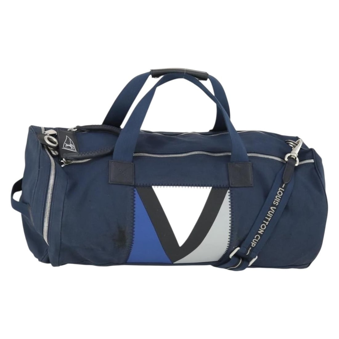 Louis Vuitton Cup Canvas Boston Bag Navy M80700 with Shoulder Strap: Louis Vuitton Cup Canvas Boston Bag Navy M80700 with Shoulder Strap This Louis Vuitton LV Cup Spinnaker Boston Bag features a navy Louis Vuitton Cup canvas exterior. The bag is equipped with a shoulde