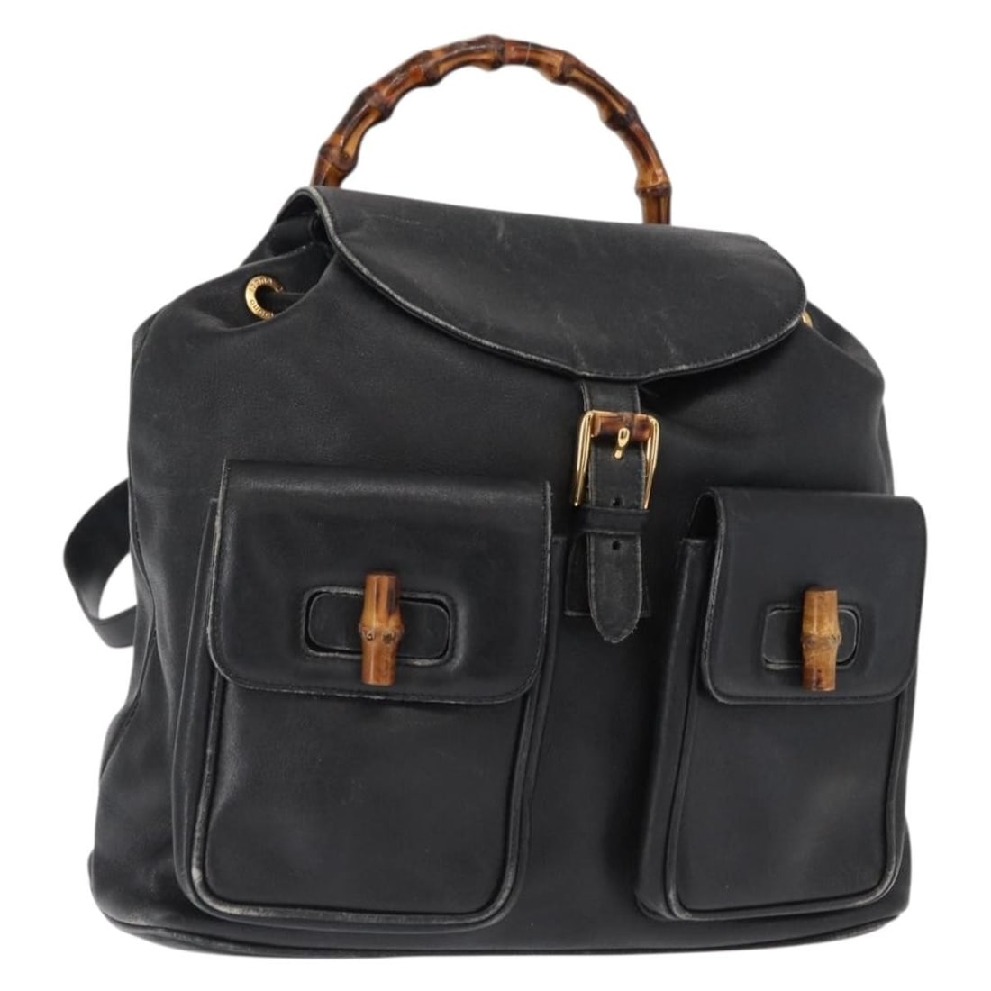 Black Leather Gucci Bamboo Backpack with Gold Hardware 003 2058 0016 (1 of 18)