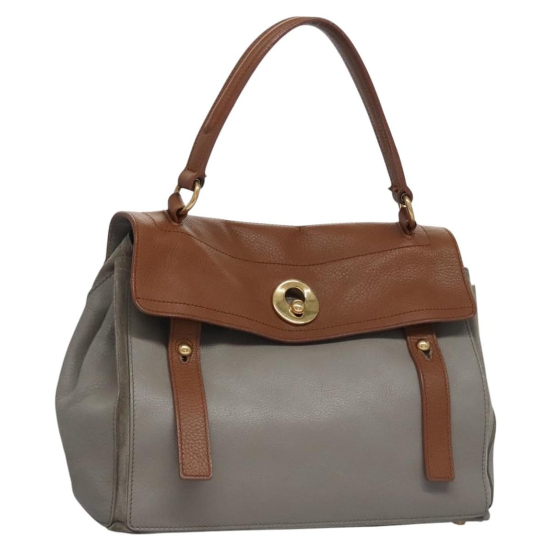 SAINT LAURENT Muse Leather Hand Bag Gray Brown Made in Italy: SAINT LAURENT Muse Leather Hand Bag Gray Brown Made in Italy This authentic SAINT LAURENT Muse Hand Bag is a stylish accessory crafted from luxurious leather in a sophisticated gray and brown color sc