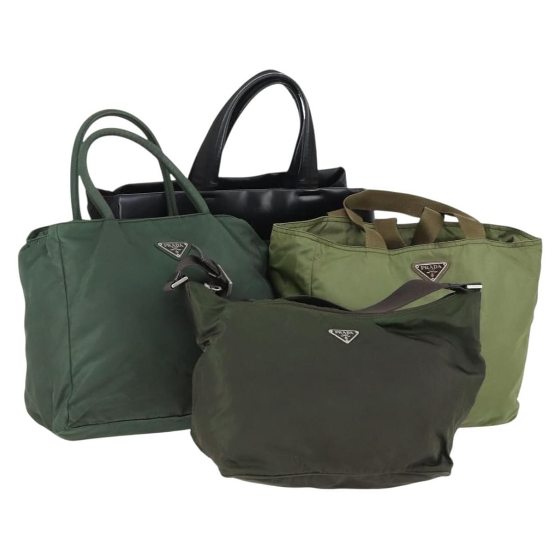 Set of 4 Prada Nylon Shoulder Bags Green Black Khaki Italy (1 of 18)