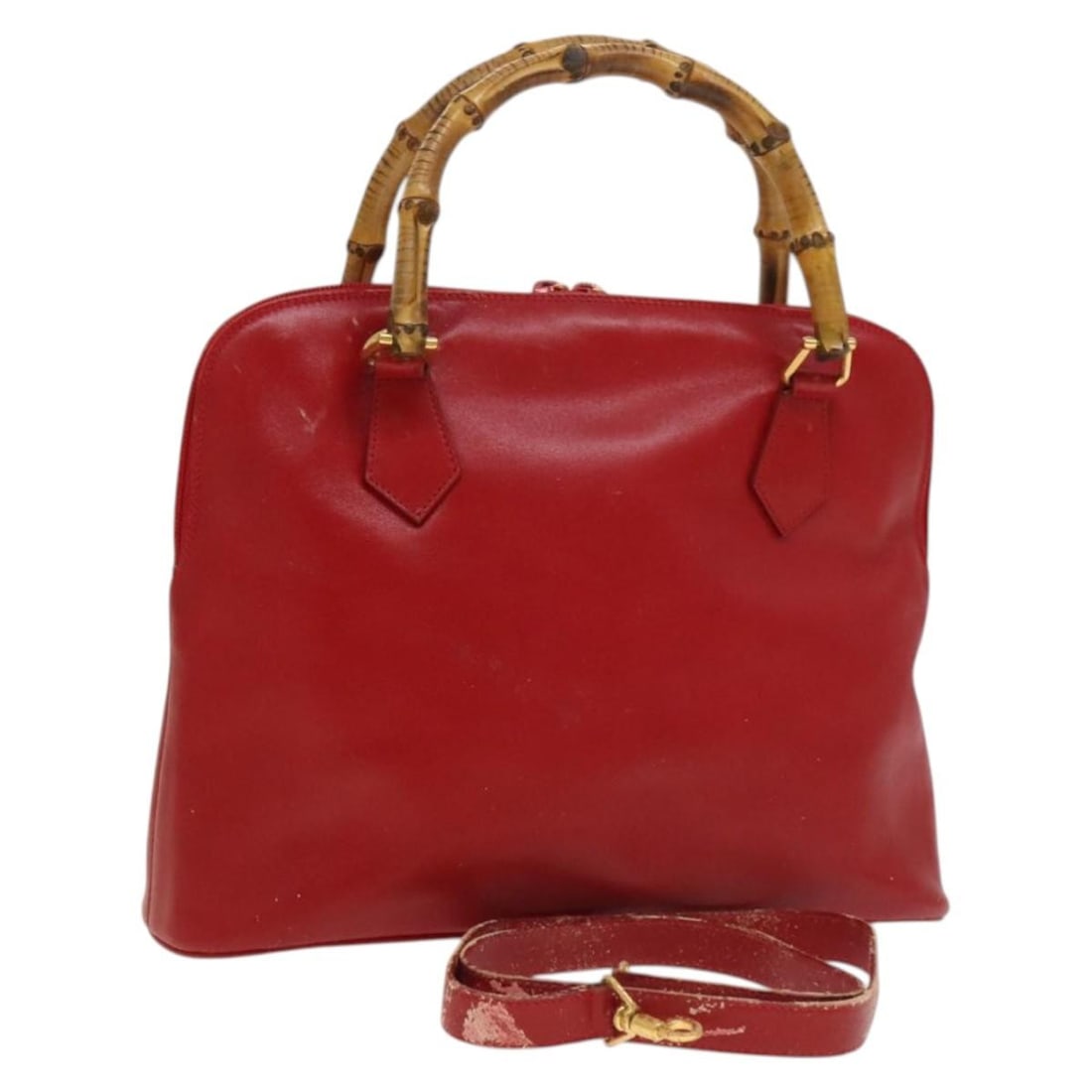 GUCCI Bamboo Hand Bag Leather Red Gold 000 2214 0289 Authentic (1 of 18)