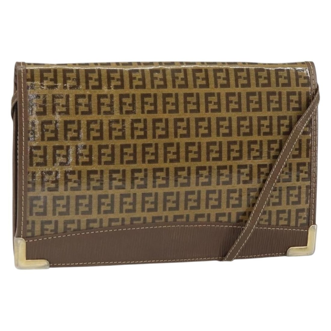 Fendi Zucchino Brown Gold Coated Canvas Shoulder Bag Italy: Fendi Zucchino Brown Gold Coated Canvas Shoulder Bag Italy This FENDI Zucchino Canvas shoulder bag features a brown and gold coated canvas exterior with the iconic Zucchino pattern. The bag is made in