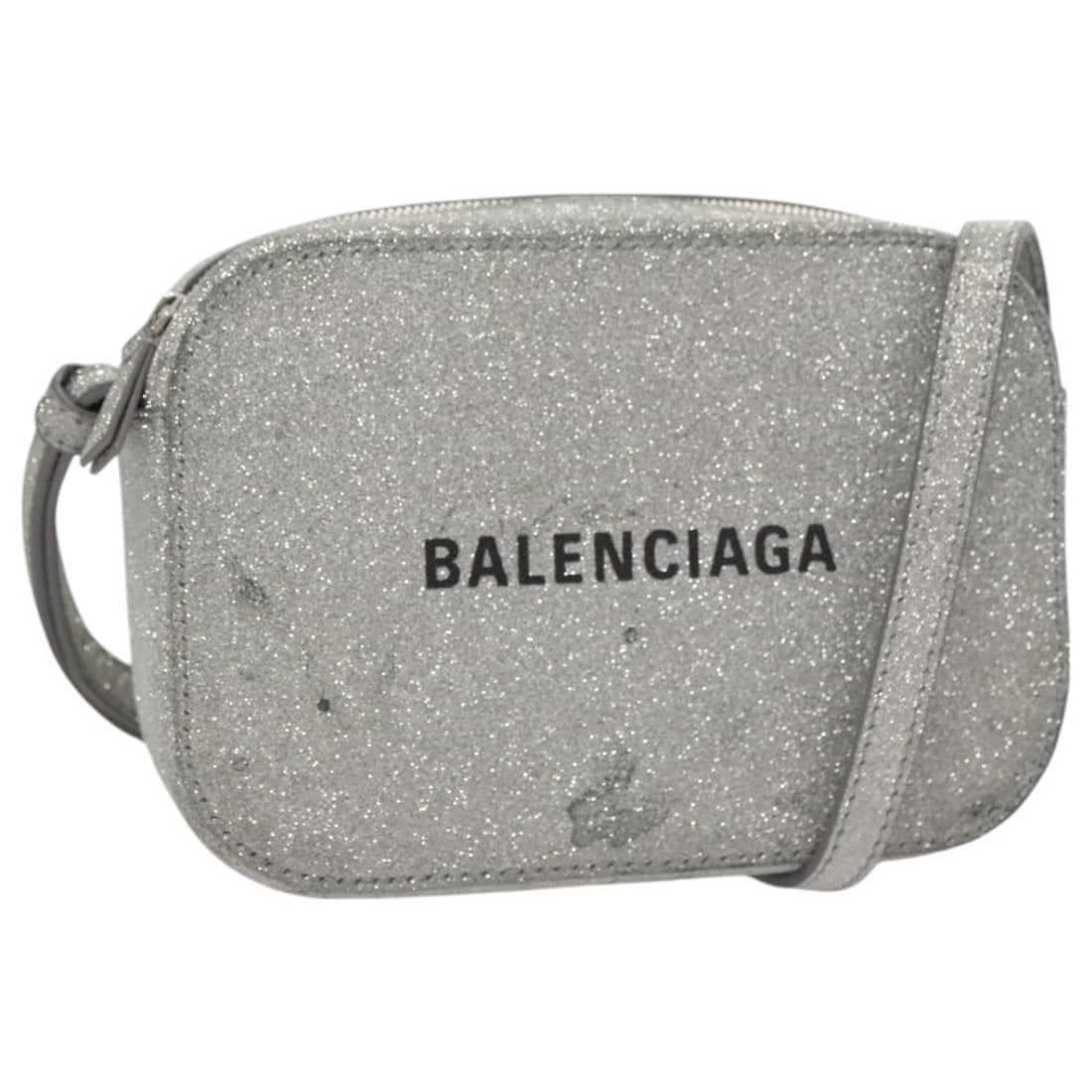 BALENCIAGA Silver Leather Camera Shoulder Bag 552372 Auth (1 of 18)