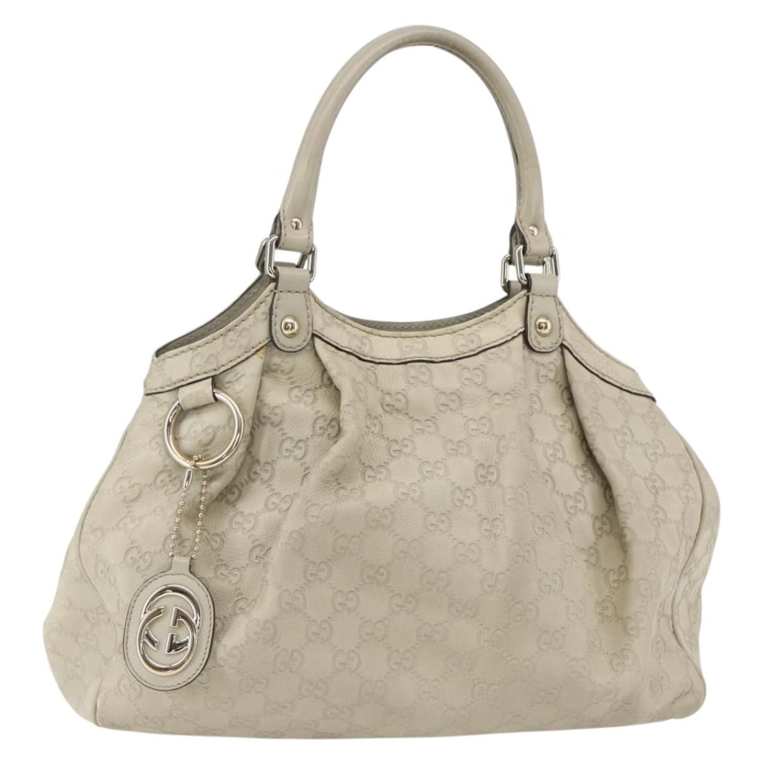 GUCCI Guccissima GG Canvas Sukey Hand Bag White Gold 211944 Auth (1 of 18)