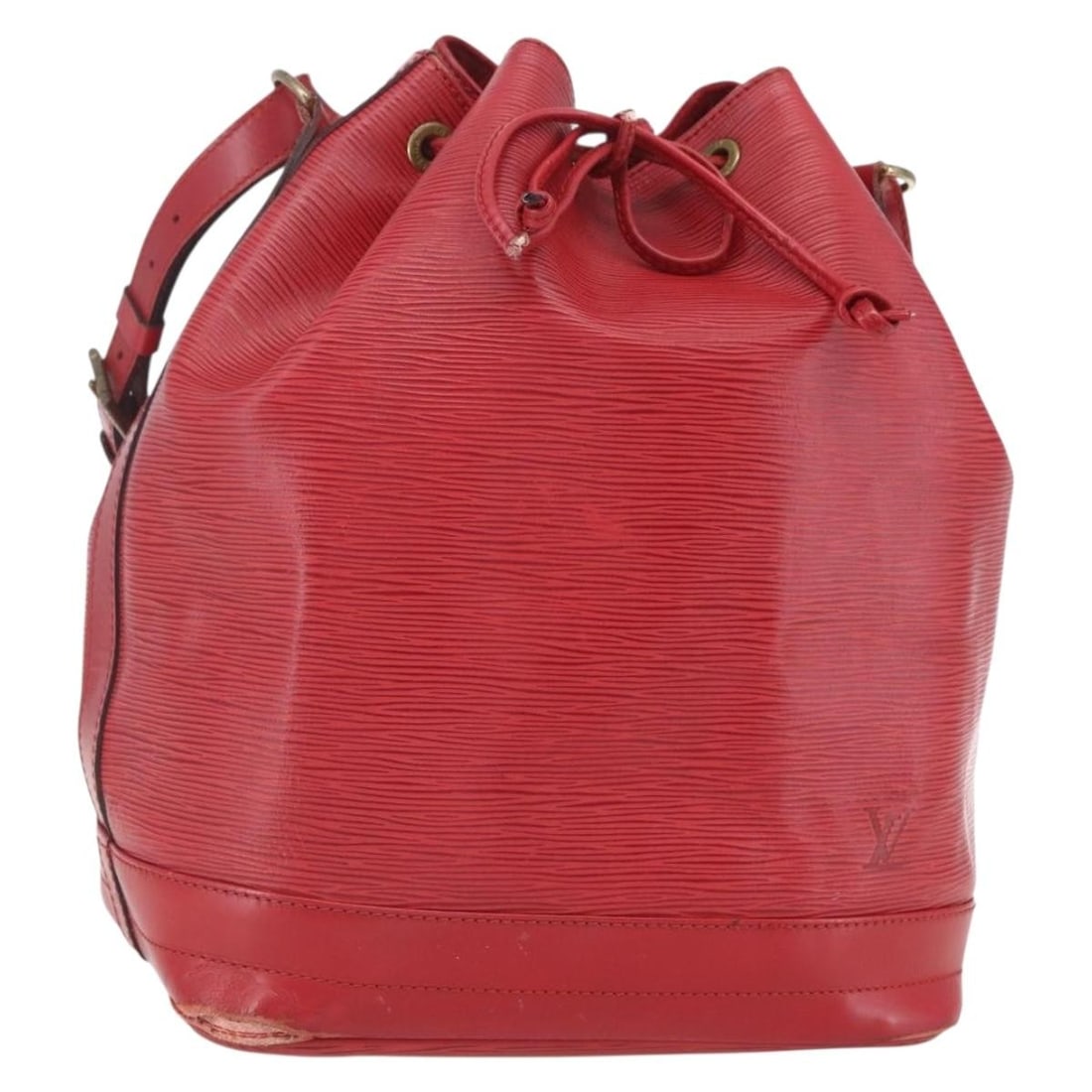 Louis Vuitton Noe Red Epi Leather Shoulder Bag M44007 France: Louis Vuitton Noe Red Epi Leather Shoulder Bag M44007 France This is an authentic Louis Vuitton Epi Noe shoulder bag in red, crafted from Epi leather. The bag features a roomy design with an adjustabl