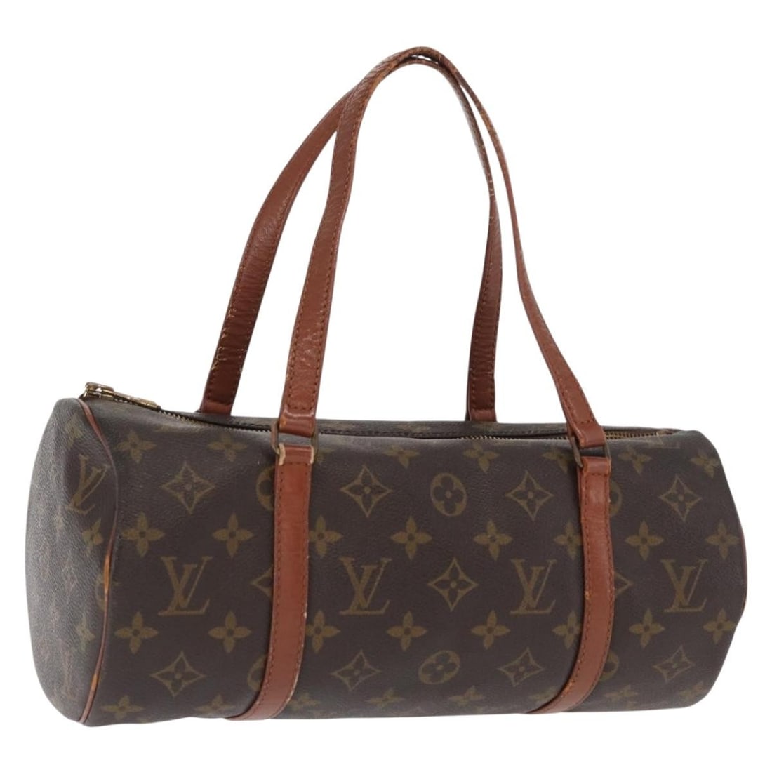Louis Vuitton Papillon 30 Monogram Canvas Handbag M51385 France: Louis Vuitton Papillon 30 Monogram Canvas Handbag M51385 France This Louis Vuitton Monogram Papillon 30 handbag features the classic monogram canvas exterior and a cylindrical silhouette. The bag is h
