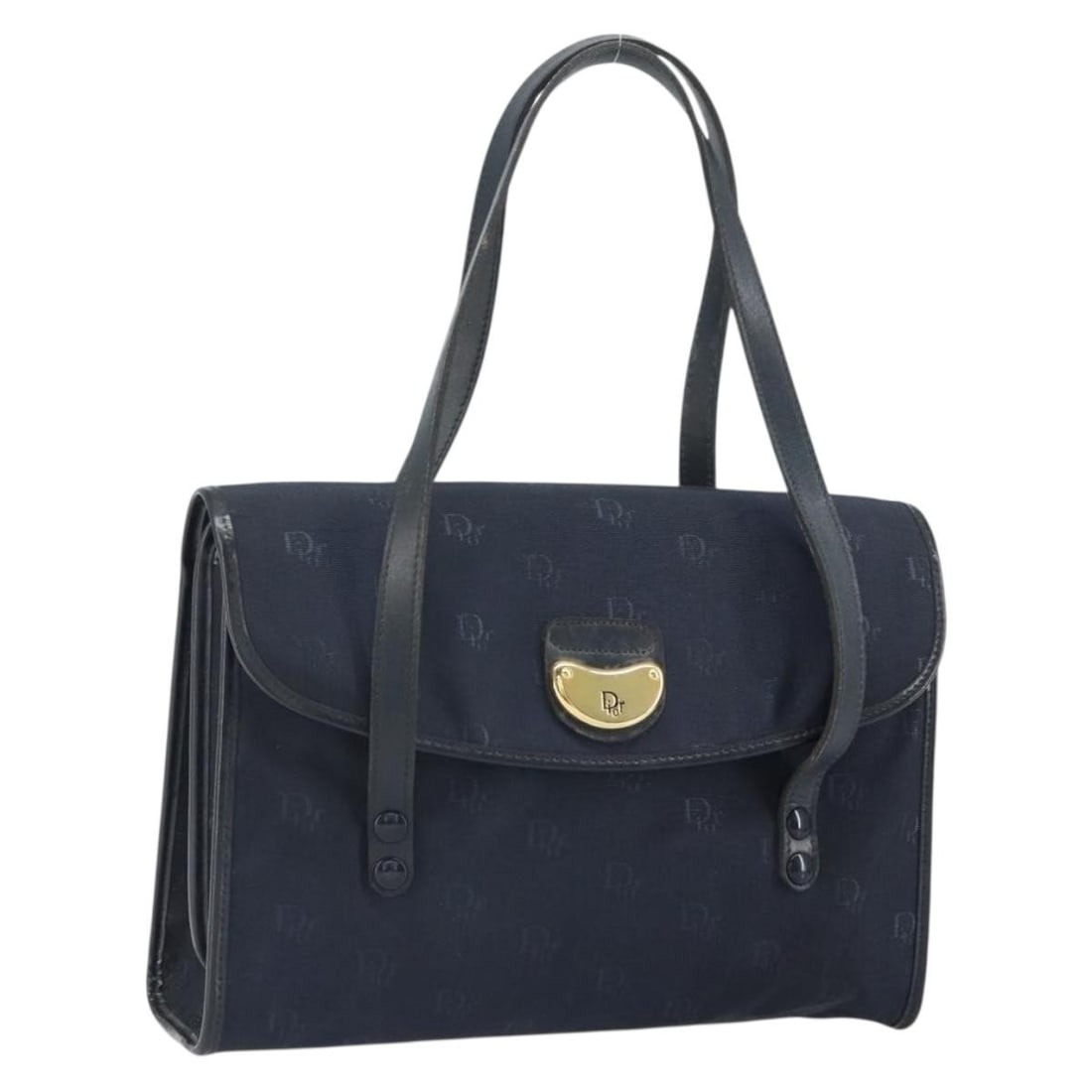 Navy and Gold Honeycomb Nylon Tote by Christian Dior: Navy and Gold Honeycomb Nylon Tote by Christian Dior This Christian Dior hand bag features a honeycomb canvas and nylon exterior in gold and navy tones. The bag is made in France and showcases a class