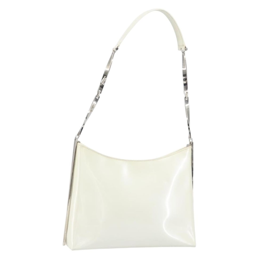 White and Silver Leather Salvatore Ferragamo Shoulder Bag Italy (1 of 18)