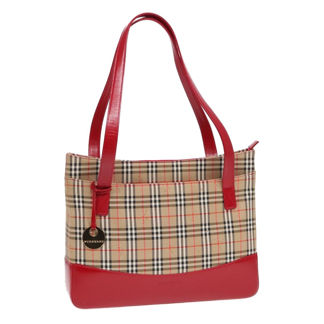 Burberry Nova Check Tote Bag Canvas Beige Red Gold Authentic (1 of 18)