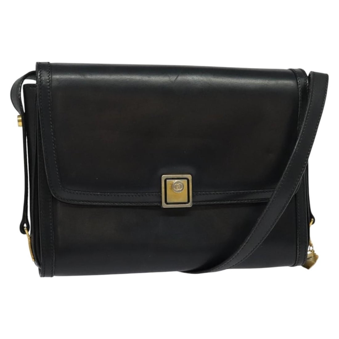 GUCCI Black Gold Leather Shoulder Bag Made in Italy (1 of 18)