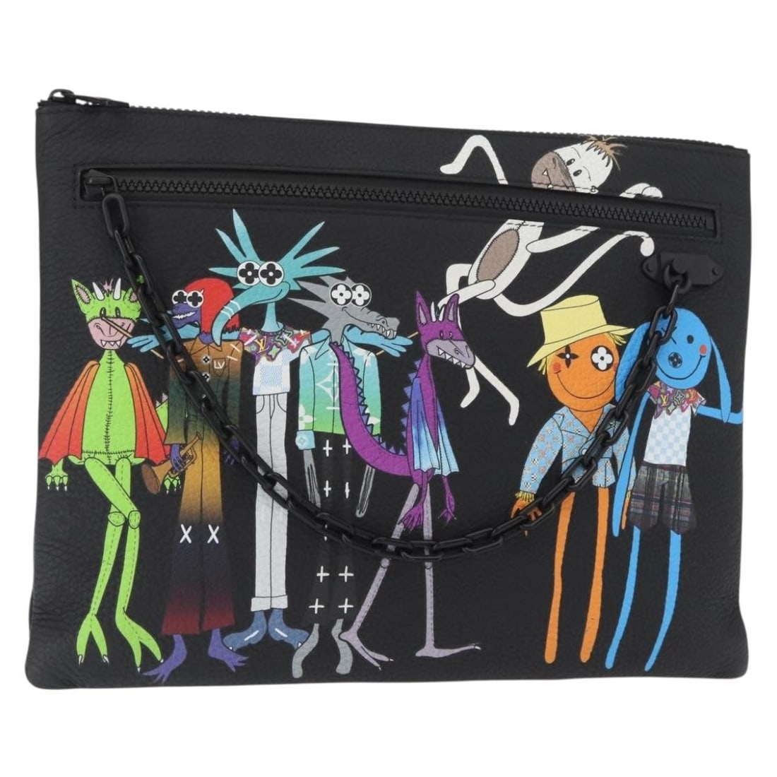 LOUIS VUITTON Monogram Taurillon A4 Pouch Clutch Bag M80147 Black: LOUIS VUITTON Monogram Taurillon A4 Pouch Clutch Bag M80147 Black Introducing the LOUIS VUITTON Monogram Taurillon LV Friend A4 Pouch Bag, a stylish clutch designed for elegance and functionality. Cra