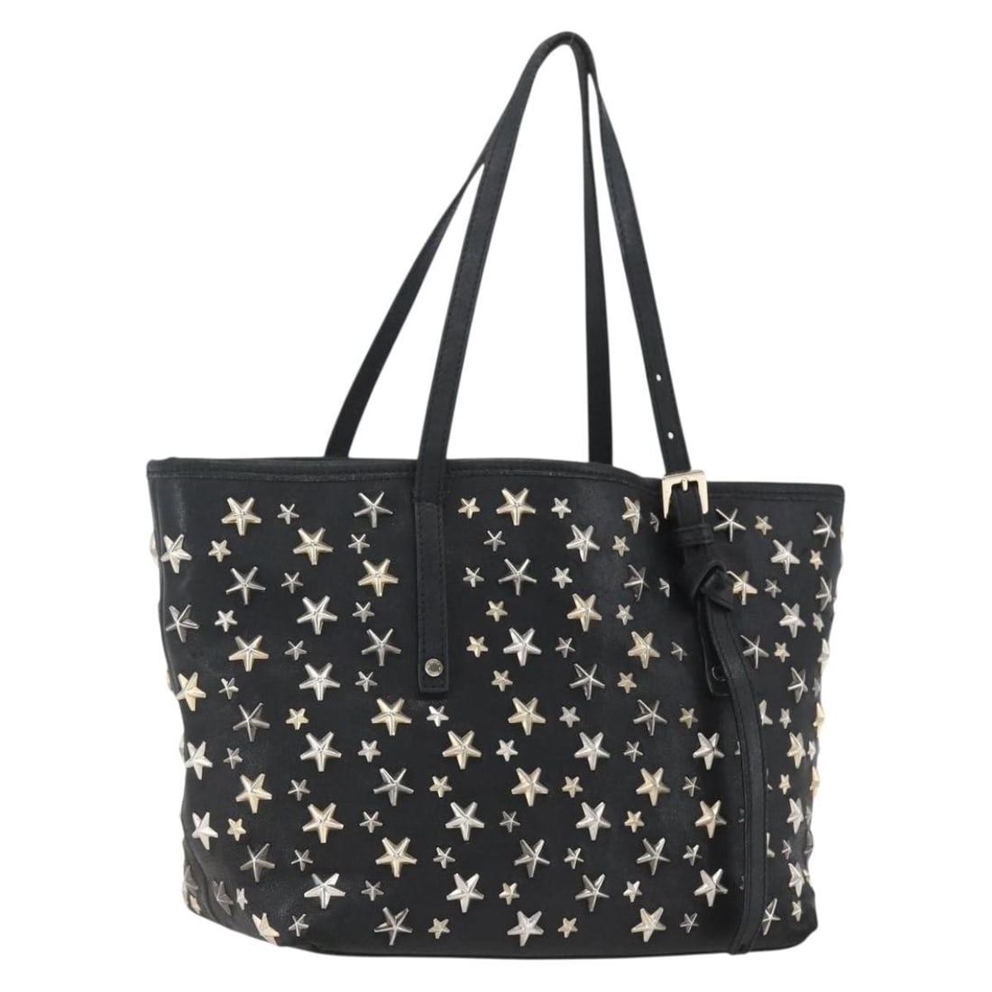 Jimmy Choo Black Leather Tote with Silver Accents Made in Italy (1 of 18)