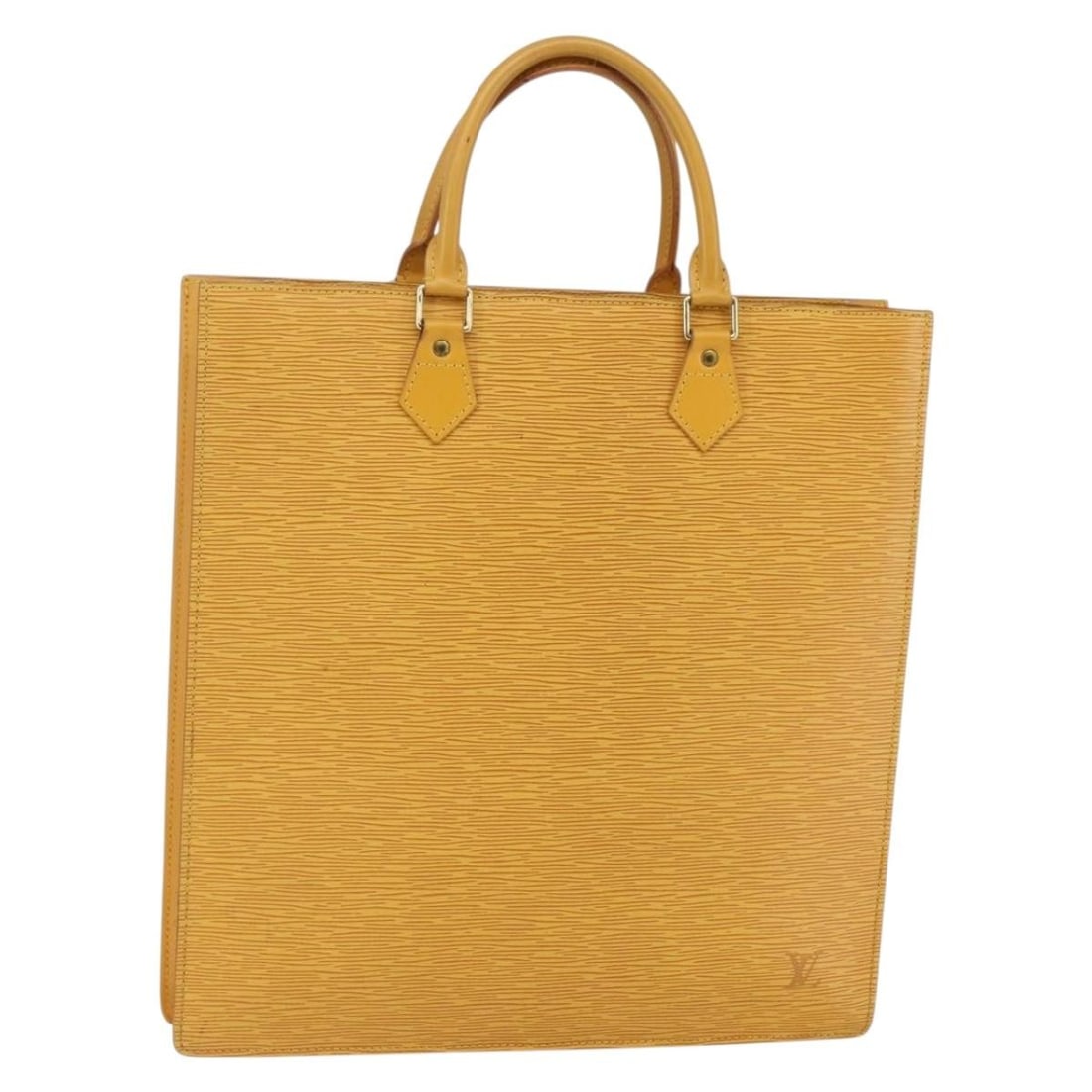 LOUIS VUITTON Epi Sac Plat Hand Bag Yellow M52079 Auth France: LOUIS VUITTON Epi Sac Plat Hand Bag Yellow M52079 Auth France This LOUIS VUITTON Epi Sac Plat Hand Bag is a stylish accessory crafted in France from durable Epi Leather in a vibrant yellow hue. Design