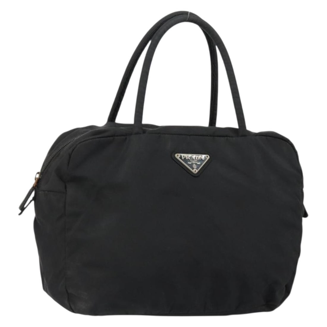 PRADA Black Silver Nylon Hand Bag Auth Italy 146833 (1 of 18)