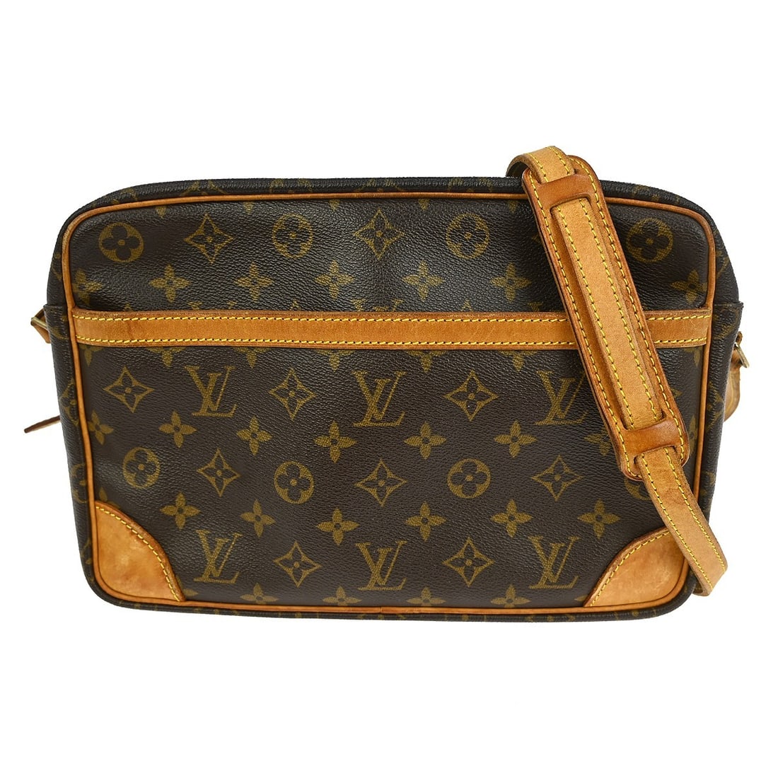 Louis Vuitton Trocadero 30 Monogram Canvas Brown Crossbody Bag M51272: Louis Vuitton Trocadero 30 Monogram Canvas Brown Crossbody Bag M51272 This Louis Vuitton Trocadero 30 shoulder bag features the classic Monogram canvas exterior with brown leather crossbody strap and