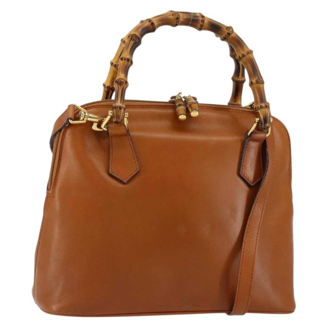 GUCCI Bamboo Leather Hand Bag Brown Gold 000 1274 0290 Auth (1 of 18)
