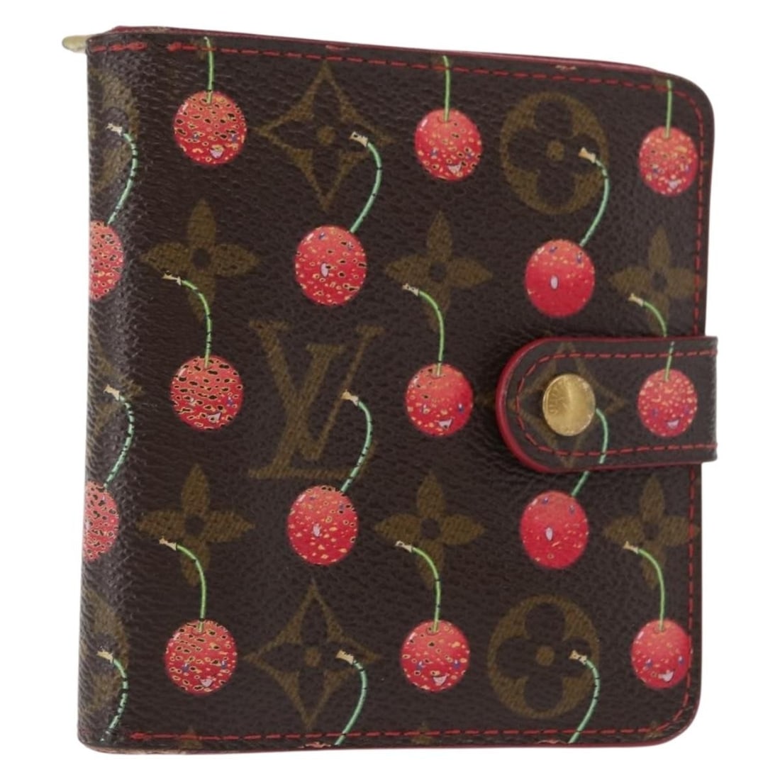 Louis Vuitton Cherry Blossom Canvas M95005 Compact Bifold Wallet: Louis Vuitton Cherry Blossom Canvas M95005 Compact Bifold Wallet This Louis Vuitton Monogram Cherry Compact zip bifold wallet features the distinctive Monogram Cherry Blossom canvas and offers a compa