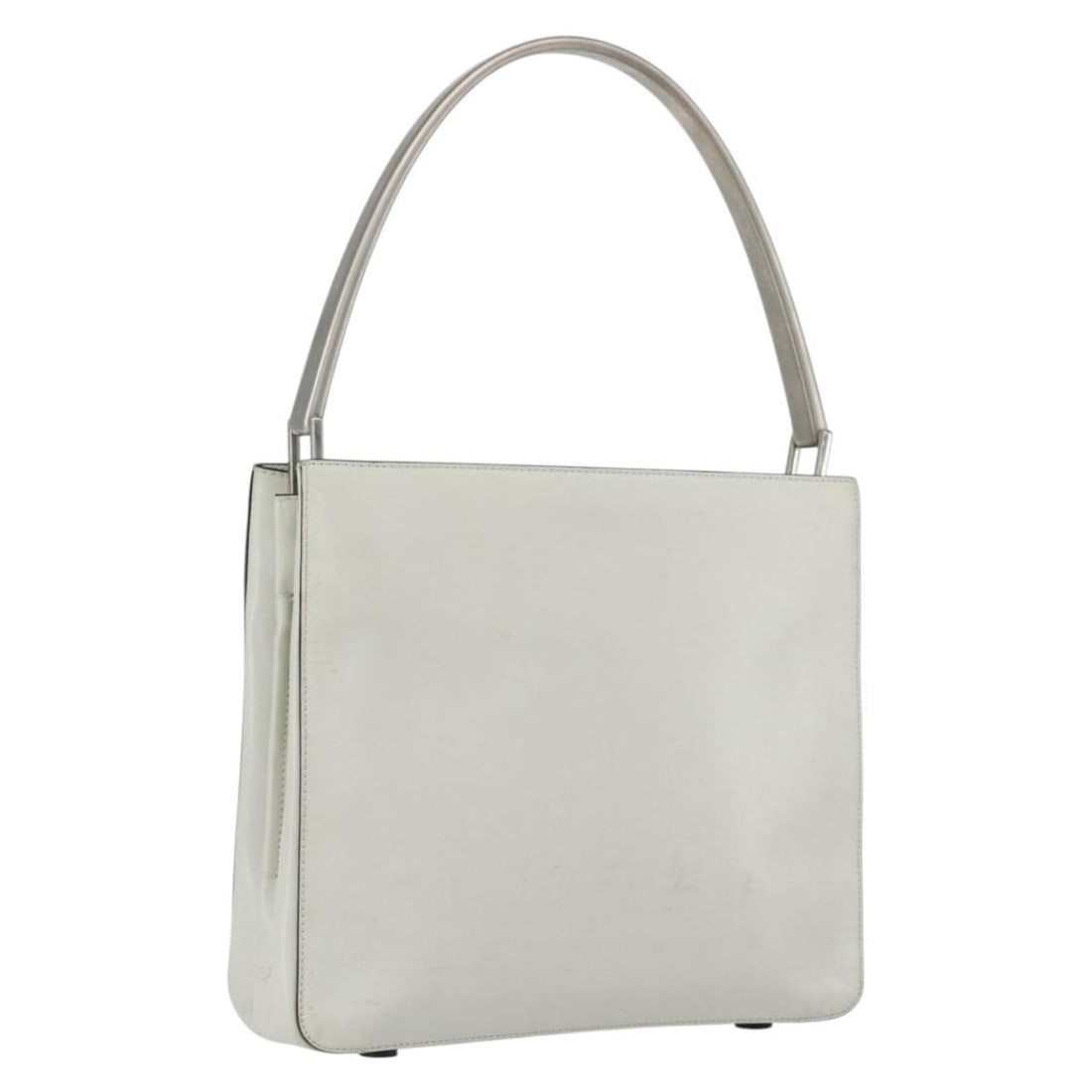 Prada White Leather Handbag with Silver Accents Made in Italy (1 of 18)