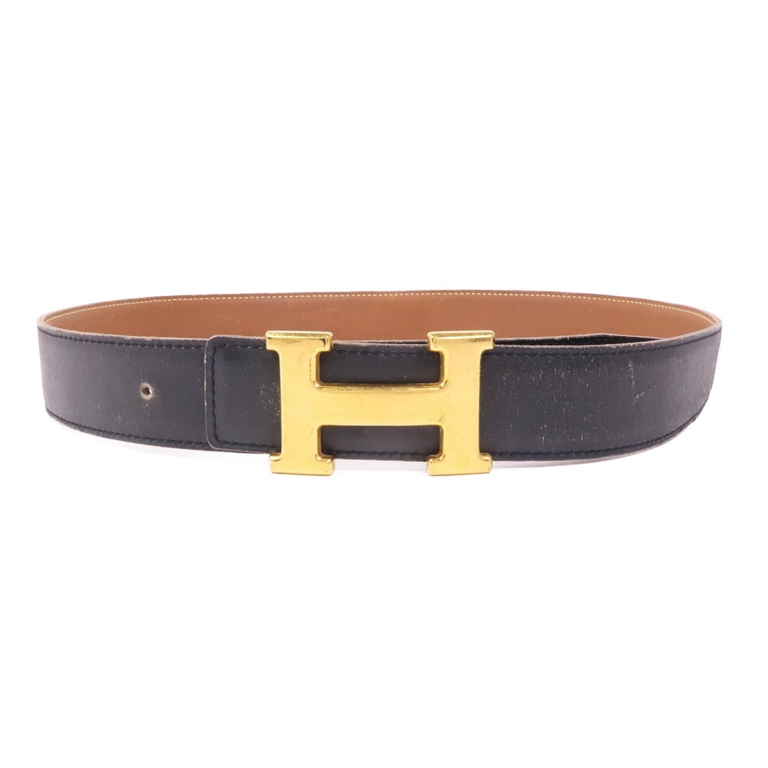 HERMES Ceinture 5382 Belt Black Brown Calf Leather GHW (1 of 11)
