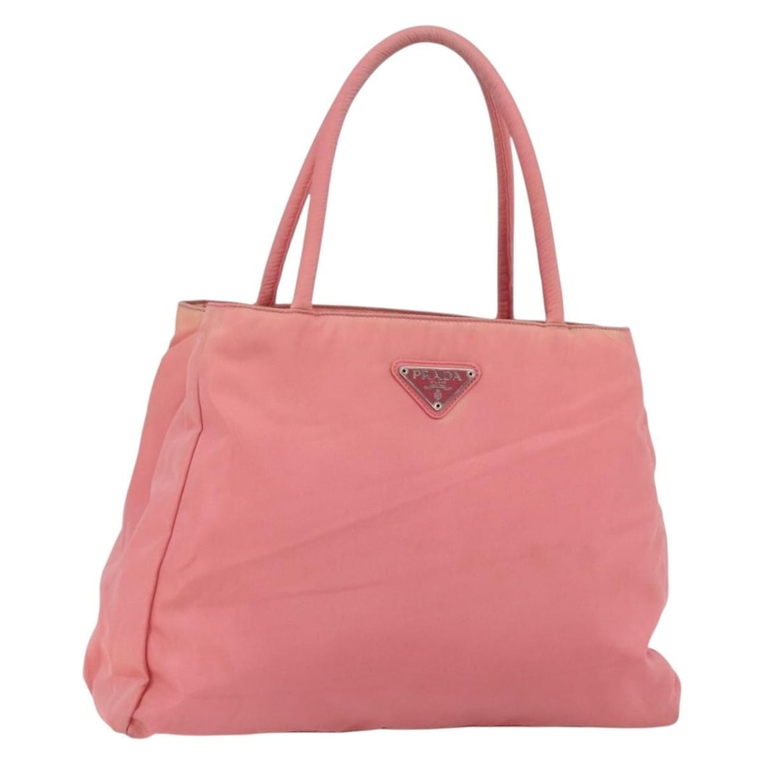 PRADA Pink Silver Nylon Hand Bag Italy Auth TI3552: PRADA Pink Silver Nylon Hand Bag Italy Auth TI3552 This authentic PRADA Hand Bag combines functional design with elegant style. Crafted in Italy, the bag features a durable nylon exterior in a charmin