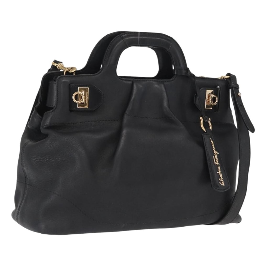 Black Leather Gancini Tote from Salvatore Ferragamo with Shoulder Strap (1 of 18)