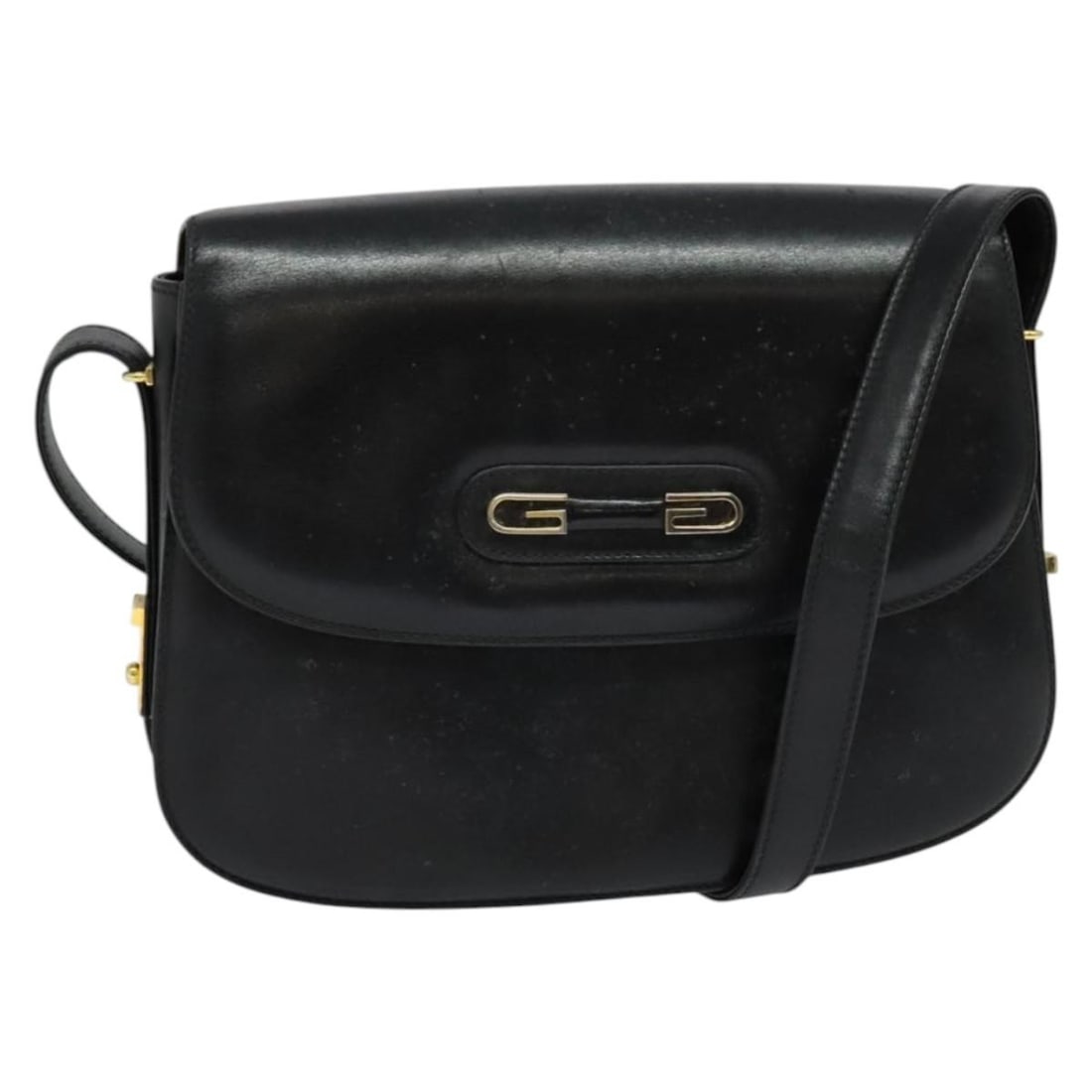 GUCCI Black Gold Leather Shoulder Bag Made in Italy: GUCCI Black Gold Leather Shoulder Bag Made in Italy This authentic GUCCI shoulder bag showcases a sophisticated blend of black leather and gold accents. Designed for both style and functionality, this