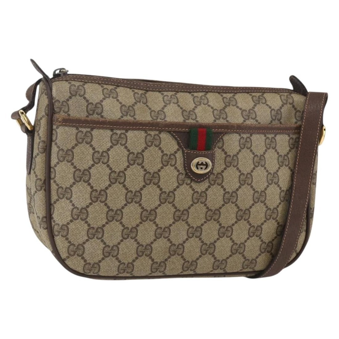 Gucci 89 02 077 GG Supreme Web Sherry Beige PVC Shoulder Bag: Gucci 89 02 077 GG Supreme Web Sherry Beige PVC Shoulder Bag This is a GUCCI GG Supreme Web Sherry Line shoulder bag crafted from beige and gold PVC leather with GG canvas accents. The bag features a