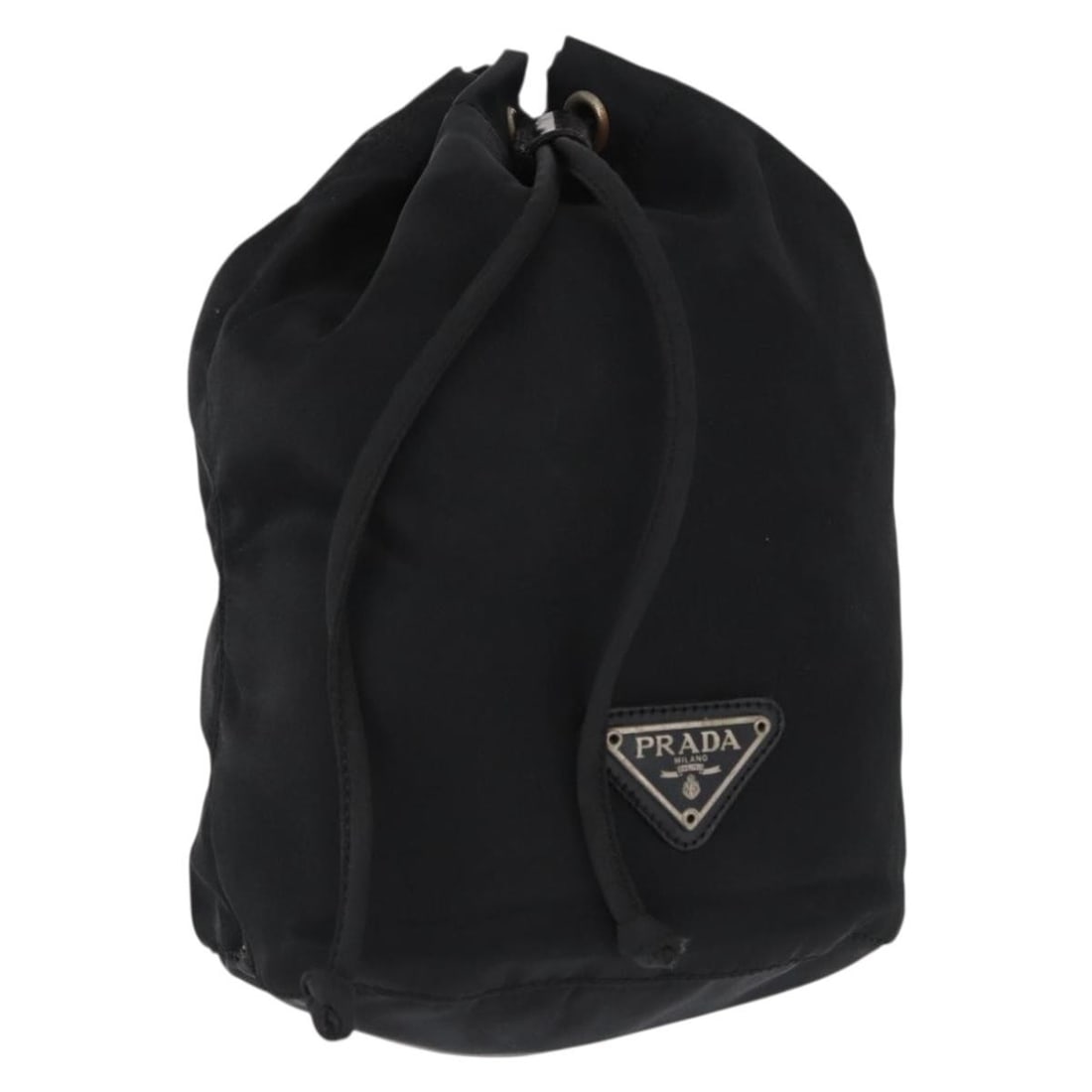 Black Nylon Pouch by Prada Made in Italy: Black Nylon Pouch by Prada Made in Italy This is a PRADA pouch crafted from black nylon, featuring a compact design. The pouch measures approximately 15cm in width, 20cm in height, and 9cm in depth (5