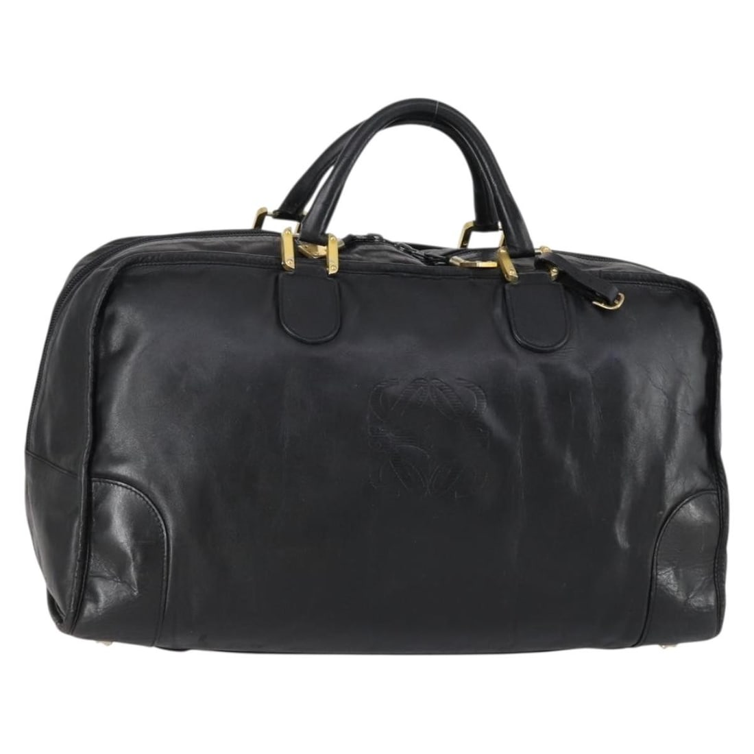 LOEWE Amazona 48 Black Gold Leather Hand Bag Authentic (1 of 18)