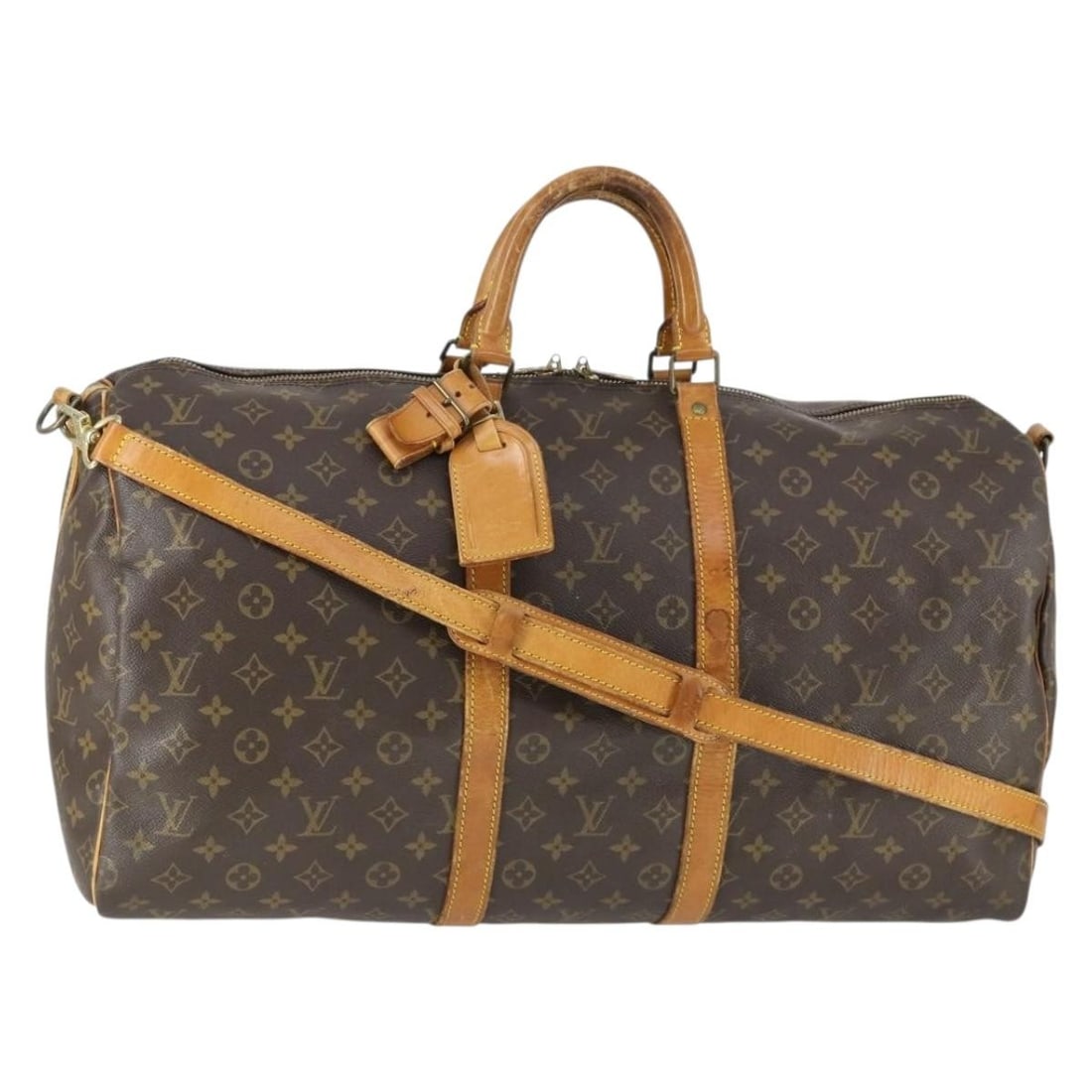 Louis Vuitton Monogram Canvas Keepall Bandouliere 55 Boston Bag M41414 with Strap: Louis Vuitton Monogram Canvas Keepall Bandouliere 55 Boston Bag M41414 with Strap This Louis Vuitton Monogram Keepall Bandouliere 55 Boston Bag features the iconic monogram canvas and is made in Franc