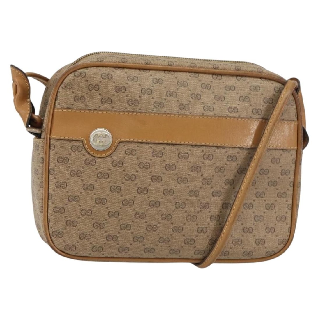 GUCCI Micro GG Supreme Beige Gold PVC Shoulder Bag Auth ka478: GUCCI Micro GG Supreme Beige Gold PVC Shoulder Bag Auth ka478 This GUCCI Micro GG Supreme Shoulder Bag is a stylish and practical accessory, crafted from durable PVC leather and featuring the iconic M