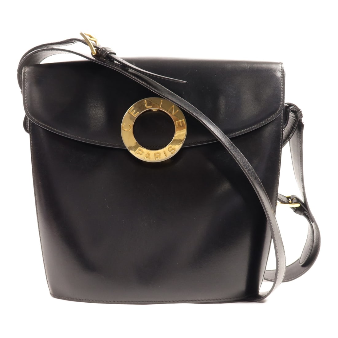 CELINE Vintage Black Calfskin Leather Shoulder Bag GHW (1 of 18)