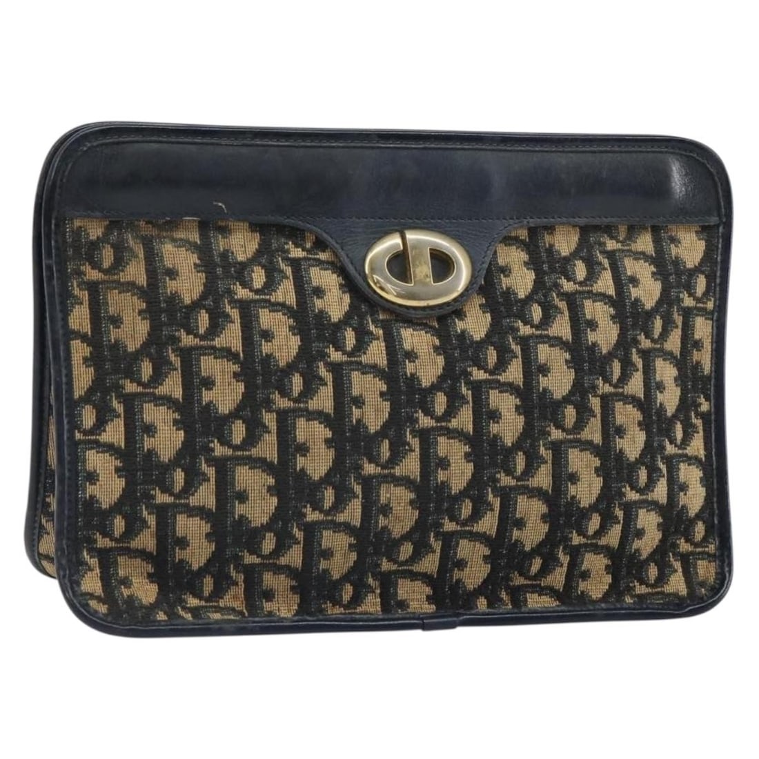 Navy and Gold Trotter Canvas Christian Dior Clutch Bag France (1 of 16)