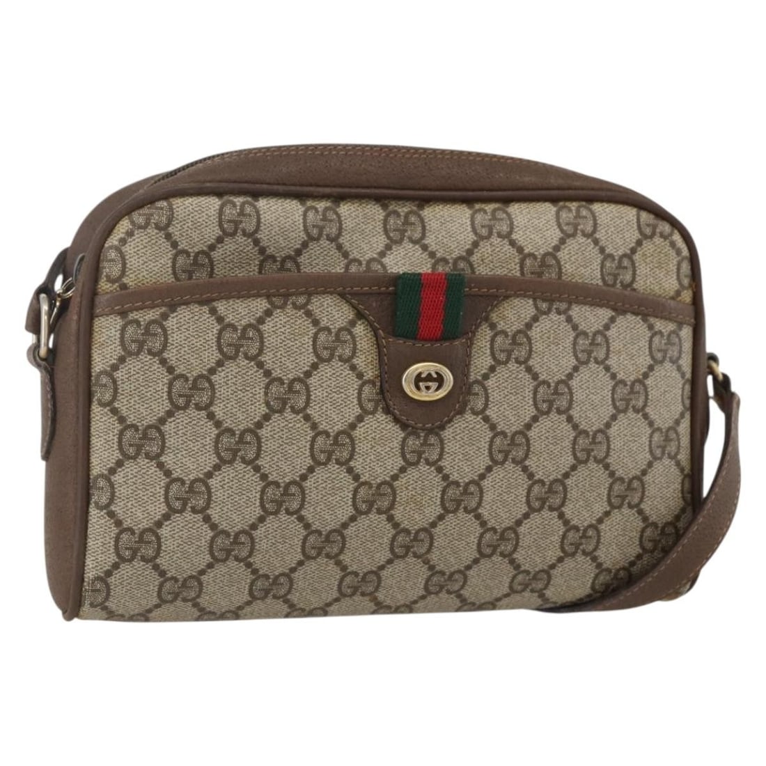Gucci GG Supreme Sherry Line Beige PVC Leather Shoulder Bag 116 02 089: Gucci GG Supreme Sherry Line Beige PVC Leather Shoulder Bag 116 02 089 This is a Gucci GG Supreme Web Sherry Line shoulder bag crafted from beige and gold PVC leather with GG canvas accents. The bag f